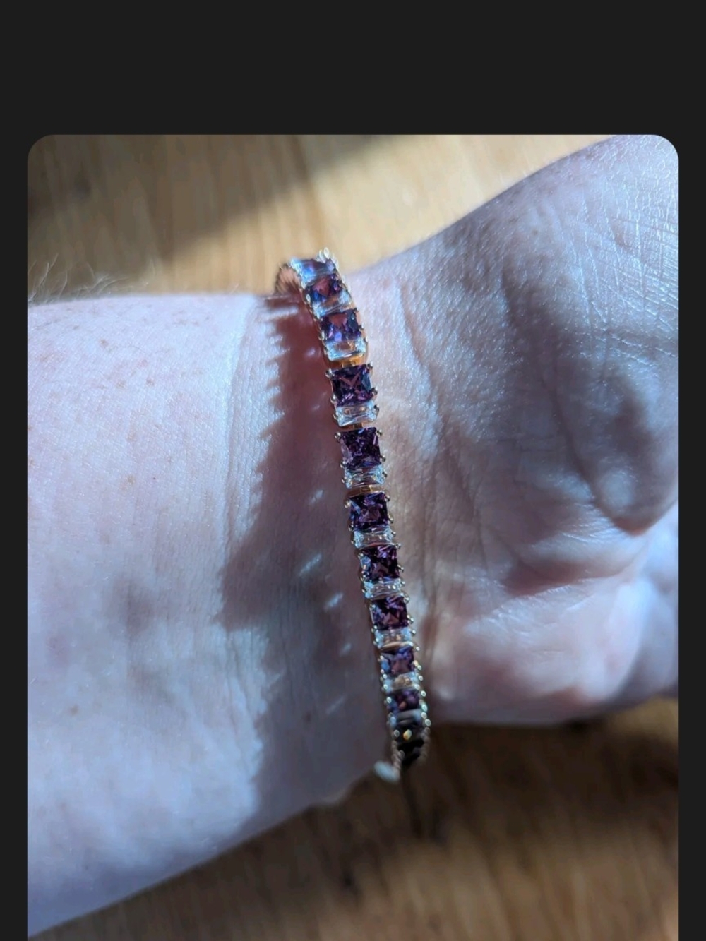 Gold Tennis Bracelet with Purple Gemstones